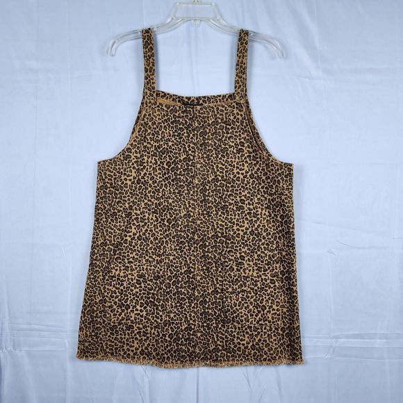90s Y2K style Mittoshop Animal Leopard Print Jumper Overall Dress Pockets Sz M - Picture 1 of 11